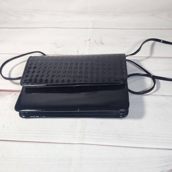 Carolynne Barton Bag - Black Patent Leather Flap Evening Crossbody Clutch - Picture 1 of 11